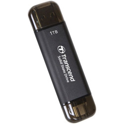 Флеш-накопитель/ Transcend External SSD ESD310C, 1024GB, Type C/A, USB 10Gbps (3.2 Gen2), R/W 1050/950MB/s, 71x20x8mm, 11g, Black (5 лет)