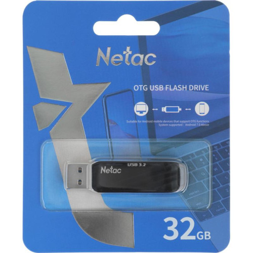 Флеш Диск Netac 32GB US11 NT03US11C-032G-32BK USB3.2 черный/серебристый