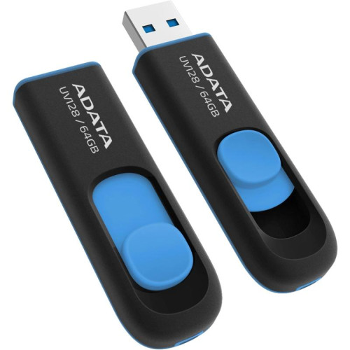 Флеш Диск A-Data 64Gb DashDrive UV128 AUV128-64G-RBE USB3.0 черный/синий