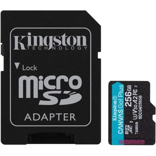 Карта памяти Kingston  256GB microSDXC Canvas Go Plus Gen4 200MB/s A2 U3 V30 Card + ADP/ Kingston 256GB microSDXC Canvas Go Plus Gen4 200MB/s A2 U3 V30 Card + ADP