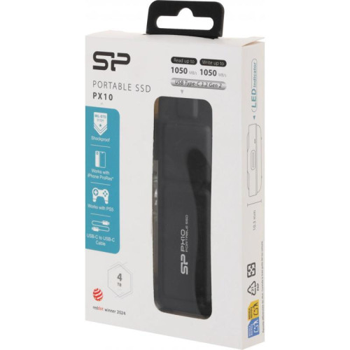 Накопитель SSD Silicon Power USB-C 4TB SP040TBPSDPX10CK PX10 1.8