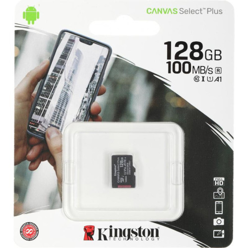 Флеш карта microSDXC 128GB Kingston SDCS2/128GBSP Canvas Select Plus w/o adapter