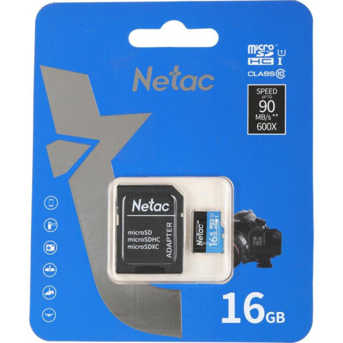 Флеш карта microSDHC 16GB Netac NT02P500STN-016G-R P500 + adapter