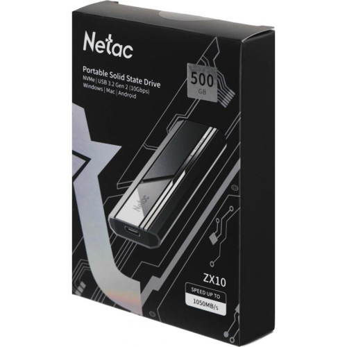 Накопитель SSD Netac USB-C 500GB NT01ZX10-500G-32BK ZX10 1.8