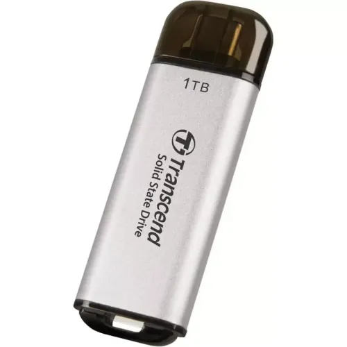 Флеш-накопитель/ Transcend External SSD ESD300C 1 TB, Type C, 10Gbps (3.2 Gen2), R/W 1050/950MB/s, 60.1x20x7.8 mm, 9g,Silver