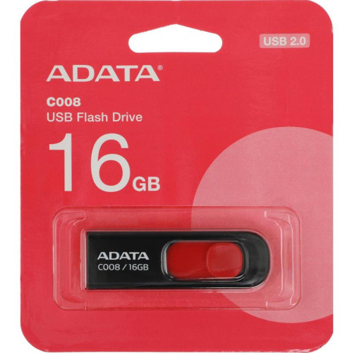 Флеш Диск A-Data 16Gb Classic C008 AC008-16G-RKD USB2.0 красный/черный