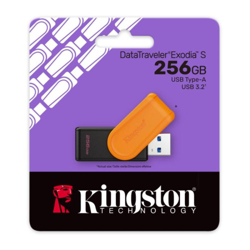 Флеш-накопитель 256GB USB 3.2 Gen 1 DataTraveler Exodia S (Black + Black)/ Kingston 256GB USB 3.2 Gen 1 DataTraveler Exodia S (Black + Black)