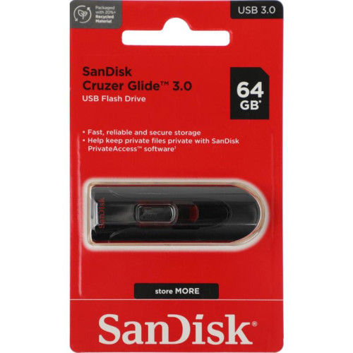 Флеш Диск Sandisk 64Gb Cruzer Glide SDCZ600-064G-G35 USB3.0 черный