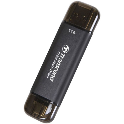 Флеш-накопитель/ Transcend External SSD ESD310C, 1024GB, Type C/A, USB 10Gbps (3.2 Gen2), R/W 1050/950MB/s, 71x20x8mm, 11g, Black (5 лет)