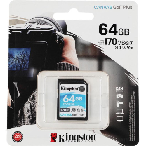 Флеш карта SDXC 64GB Kingston SDG3/64GB Canvas Go! Plus w/o adapter