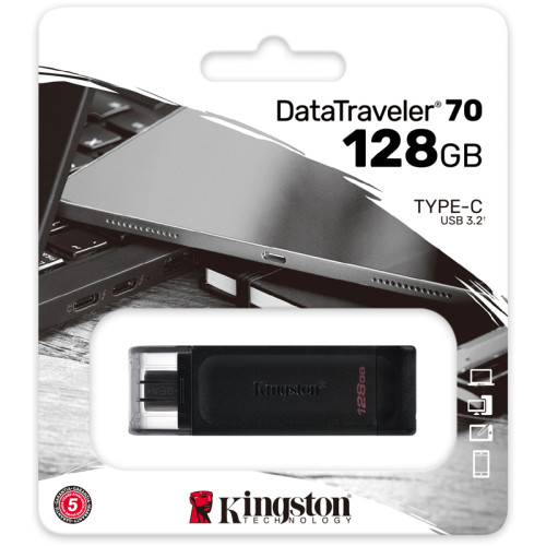 Флеш-накопитель/ Kingston 128Gb USB 3.2 DataTraveler 70 USB Type-C