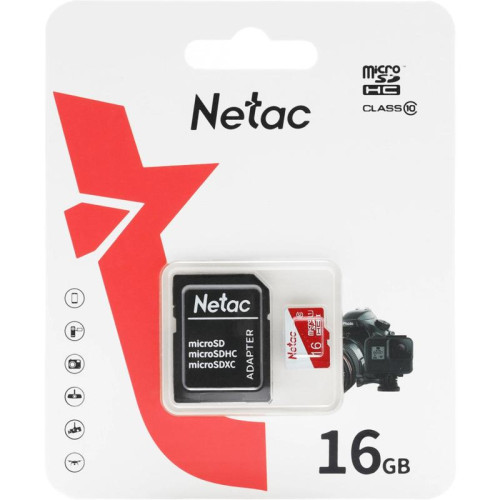 Флеш карта microSDHC 16GB Netac NT02P500ECO-016G-R P500 Eco + adapter