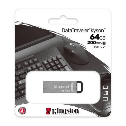Флеш Диск Kingston 64GB DataTraveler Kyson DTKN/64GB USB3.2 серебристый/черный Флеш Диск Kingston 64GB DataTraveler Kyson DTKN/64GB USB3.2 серебристый/черный