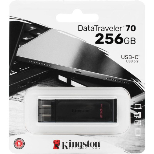Флеш Диск Kingston 256Gb DataTraveler 70 Type-C DT70/256GB USB3.2 черный