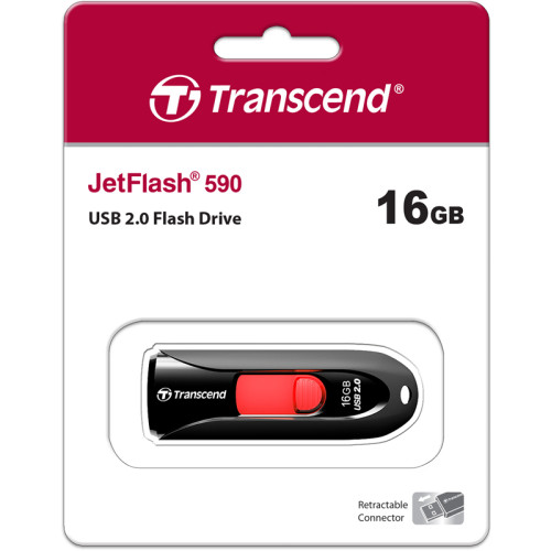 Флеш-накопитель/ Transcend 16GB JetFlash 590 (Black/red)