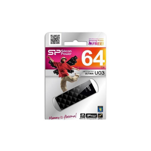 Флеш Диск Silicon Power 64Gb Ultima U03 SP064GBUF2U03V1K USB2.0 черный