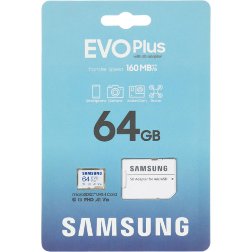 Флеш карта microSDXC 64GB Samsung MB-MC64SA EVO Plus + adapter
