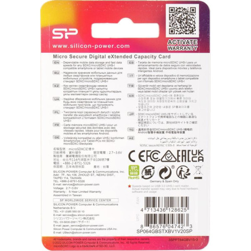 Флеш карта microSDXC 64GB Silicon Power SP064GBSTXBV1V20SP Elite + adapter