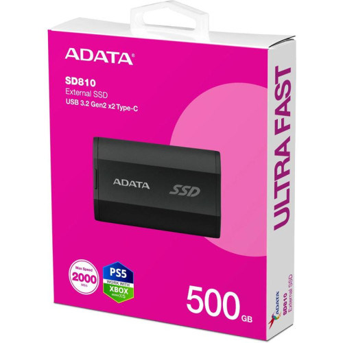 Накопитель SSD A-Data USB-C 500GB SD810-500G-CBK SD810 1.8