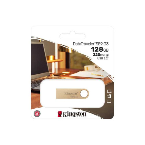 Флэш USB Kingston 128GB 220MB/s Metal USB 3.2 Gen 1 DataTraveler SE9 G3/ Kingston 128GB 220MB/s Metal USB 3.2 Gen 1 DataTraveler SE9 G3