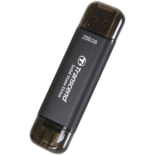 Флеш-накопитель/ Transcend External SSD ESD310C, 256GB, Type C/A, USB 10Gbps (3.2 Gen2), R/W 1050/950MB/s, 71x20x8mm, 11g, Black (5 лет)