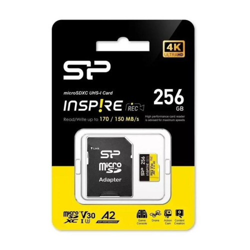 Флеш карта microSDXC 256GB Silicon Power SP256GBSTXLA2V1NSP Inspire V30 A2 + adapter