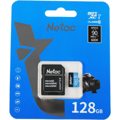 Флеш карта microSDXC 128GB Netac NT02P500STN-128G-R P500 + adapter