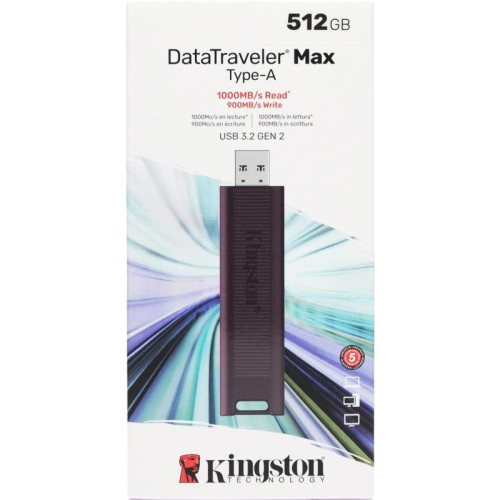 Флеш Диск Kingston 512Gb DataTraveler Max DTMAXA/512GB USB3.2 черный/бордовый