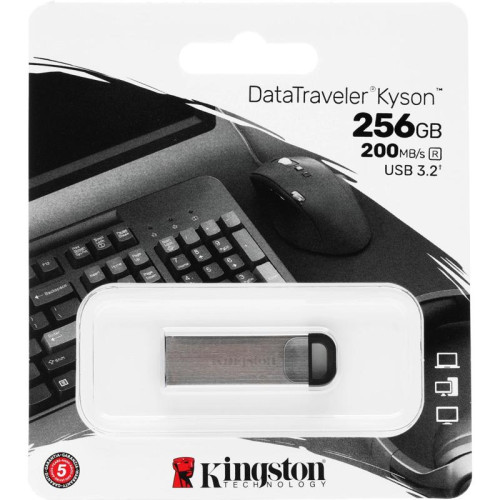 Флеш Диск Kingston 256GB DataTraveler Kyson DTKN/256GB USB3.2 серебристый/черный