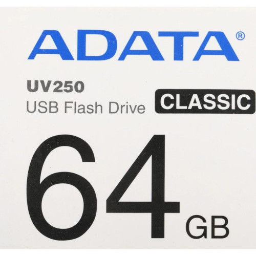 Флеш Диск A-Data 64Gb UV250 AUV250-64G-RBK USB2.0 серебристый