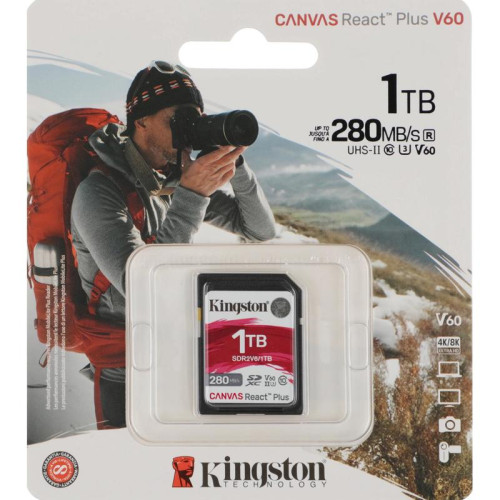 Флеш карта SDXC 1TB Kingston SDR2V6/1TB Canvas React Plus w/o adapter