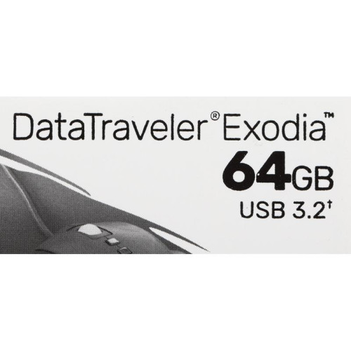 Флеш Диск Kingston 64Gb DataTraveler Exodia DTX/64GB USB3.2 черный/голубой