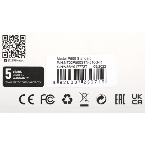 Флеш карта microSDHC 16GB Netac NT02P500STN-016G-R P500 + adapter