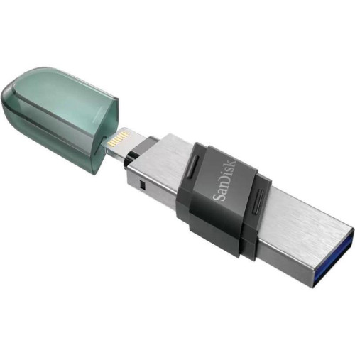 Флеш Диск Sandisk 128Gb iXpand Flip SDIX90N-128G-GN6NE USB3.1 зеленый/серебристый