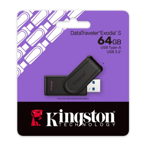 Флеш-накопитель 64GB USB 3.2 Gen 1 DataTraveler Exodia S (Black + Black)/ Kingston 64GB USB 3.2 Gen 1 DataTraveler Exodia S (Black + Black) Флеш-накопитель 64GB USB 3.2 Gen 1 DataTraveler Exodia S (Black + Black)/ Kingston 64GB USB 3.2 Gen 1 DataTraveler Exodia S (Black + Black)