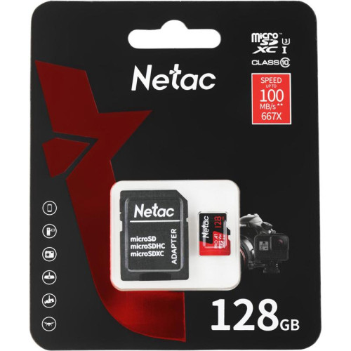 Флеш карта microSDXC 128GB Netac NT02P500PRO-128G-R P500 Extreme Pro + adapter