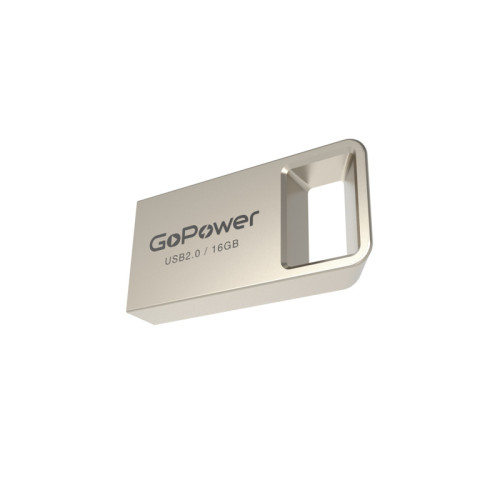 Флеш-накопитель GoPower MINI 16GB USB2.0 металл серебряный (1/50/1000)