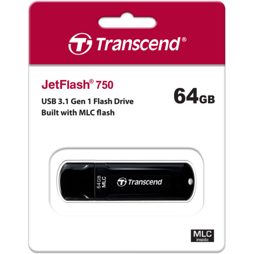 Флеш-накопитель/ Transcend 64GB JETFLASH 750, black