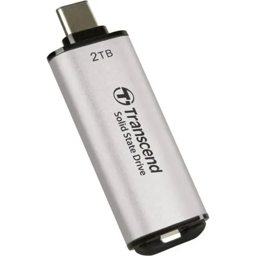 Флеш-накопитель/ Transcend External SSD ESD300C 2 TB, Type C, 10Gbps (3.2 Gen2), R/W 1050/950MB/s, 60.1x20x7.8 mm, 9g, Silver