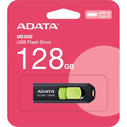 Флеш Диск A-Data 128Gb Type-C UC300 ACHO-UC300-128G-RBK/GN USB3.2 черный/зеленый