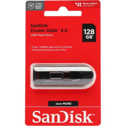 Флеш Диск Sandisk 128Gb Cruzer Glide SDCZ600-128G-G35 USB3.0 черный/красный
