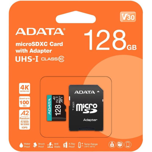 Флеш карта microSDXC 128GB A-Data AUSDX128GUI3V30SA2-RA1 Premier Pro + adapter
