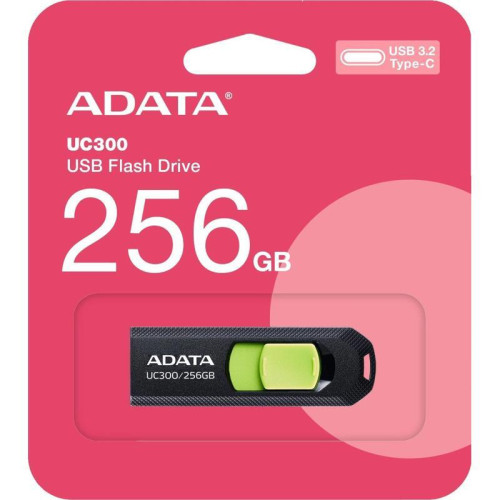 Флеш Диск A-Data 256Gb Type-C UC300 ACHO-UC300-256G-RBK/GN USB3.2 черный/зеленый
