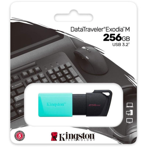 Флеш Диск Kingston 256Gb DataTraveler Exodia M DTXM/256GB USB3.0 черный/зеленый
