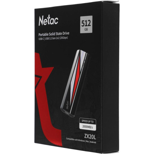 Накопитель SSD Netac USB-C 512GB NT01ZX20L-512G-32BK ZX20L черный