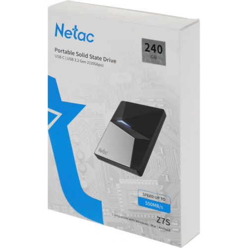 Накопитель SSD Netac USB-C 240Gb NT01Z7S-240G-32BK Z7S 2.5