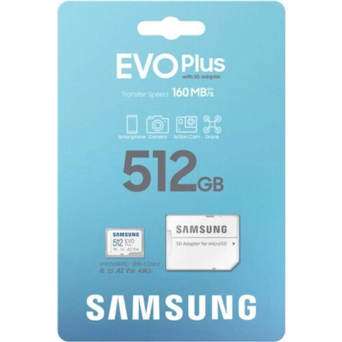 Флеш карта microSDXC 512GB Samsung MB-MC512SA/EU EVO Plus + adapter
