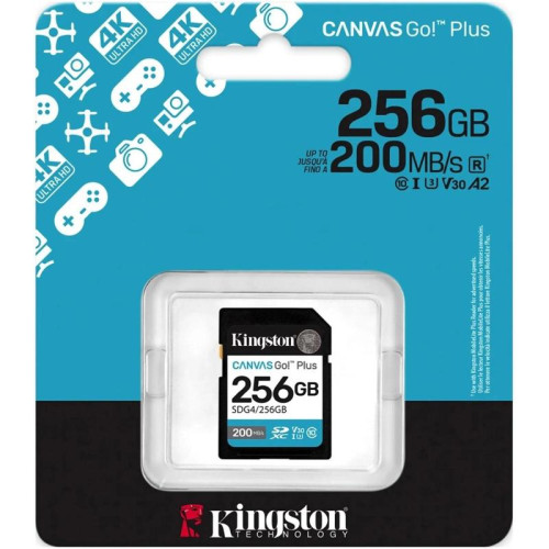 Флеш карта SDXC 256GB Kingston SDG4/256GB Canvas Go! Plus V30 + adapter