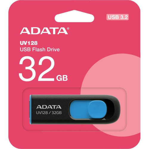 Флеш Диск A-Data 32Gb DashDrive UV128 AUV128-32G-RBE USB3.0 черный/синий