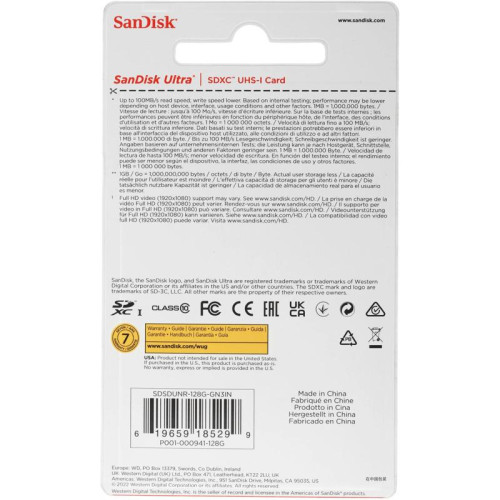 Флеш карта SDXC 128GB Sandisk SDSDUNR-128G-GN3IN Ultra